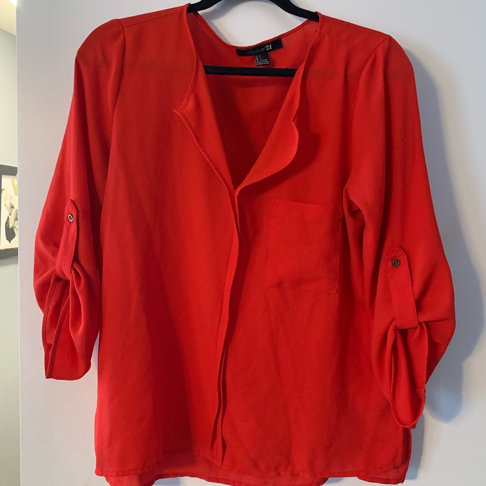 Red sheer blouse